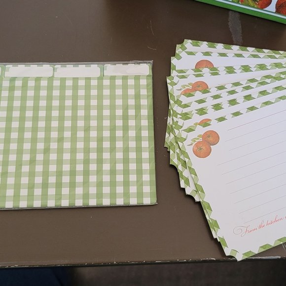Recipe Card Holder Tomatoes Green Plaid Cards Index Cardboard Style Kitchen Cute - Picture 3 of 12